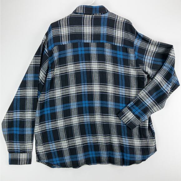 Mountain Ridge Flannel Men's 2XL Button Down Long Sleeve Plaid Blue Black White - Picture 11 of 12